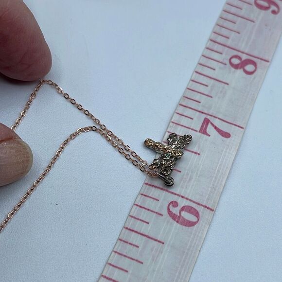 12K rose gold and sterling silver dragonfly necklace - Picture 8 of 10